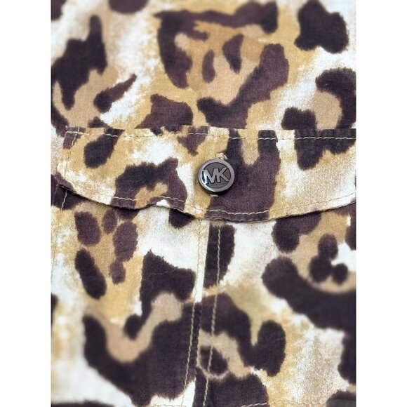 Michael Kors Leopard Print Button-Up Shirt Size S Womens Long Sleeve - Picture 7 of 14